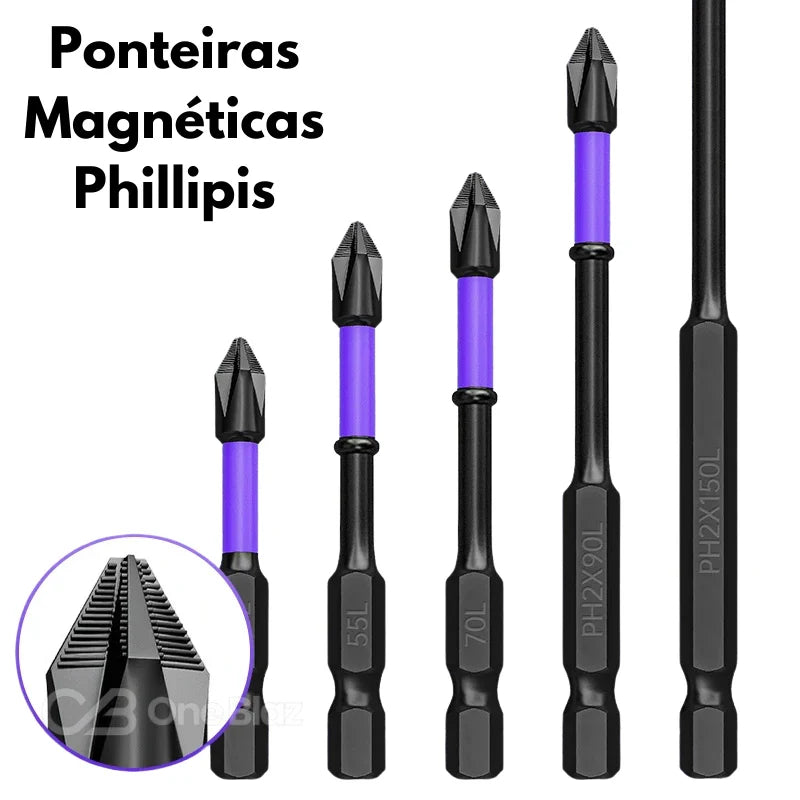 Conjunto de Ponteiras Phillips Magnéticas para Parafusadeira – Precisão e Praticidade