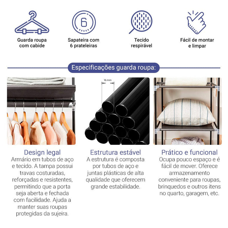 Guarda Roupa Dobrável Organizador Roupa