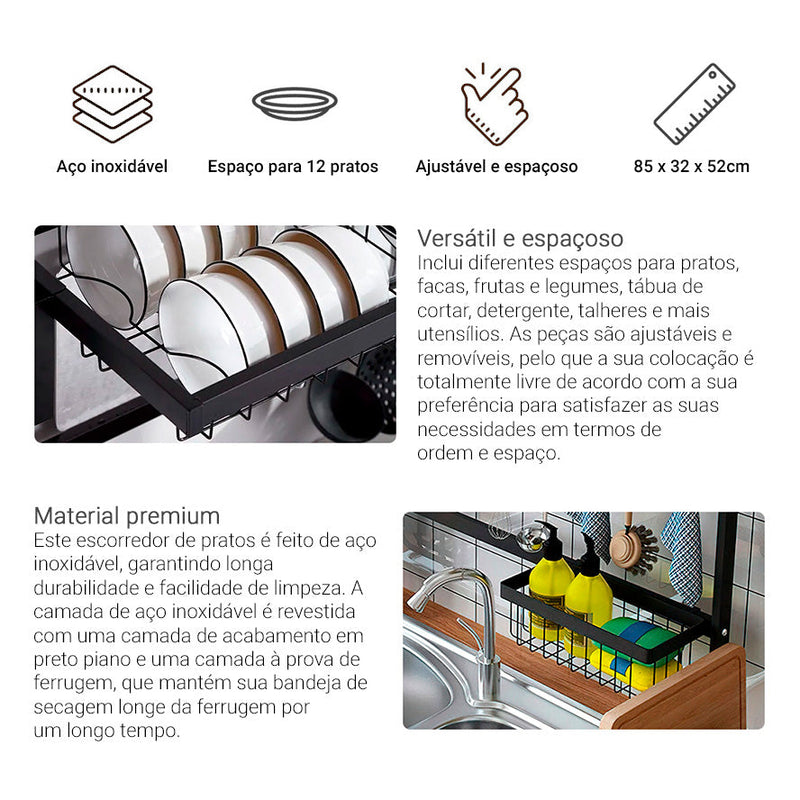 Escorredor de louças 2 andares em aço inox Alta Qualidade
