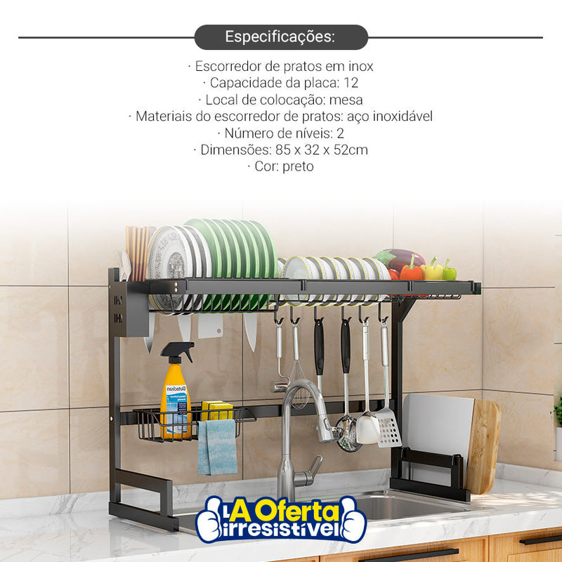 Escorredor de louças 2 andares em aço inox Alta Qualidade