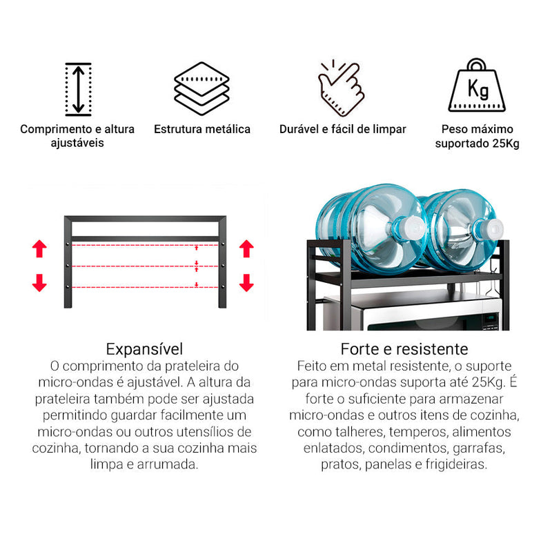 Rack Metálico Multiuso Ajustável Para Microondas