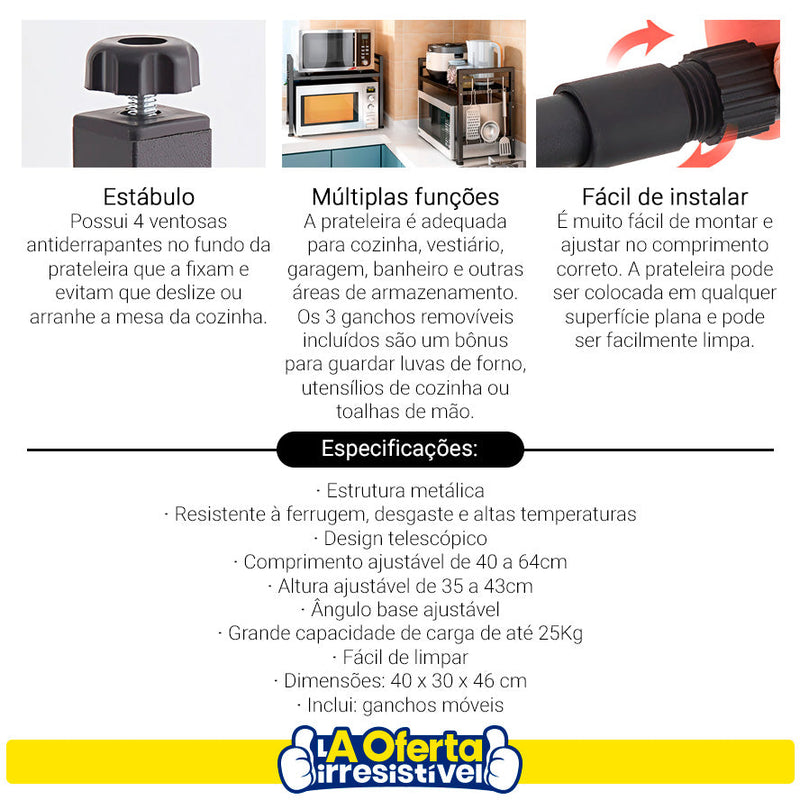 Rack Metálico Multiuso Ajustável Para Microondas